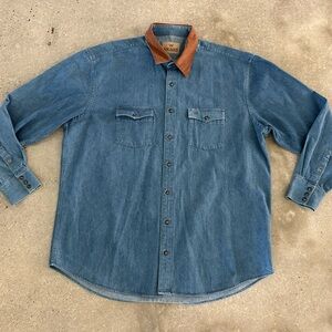 Men's Blue Denim Button Down Shirt